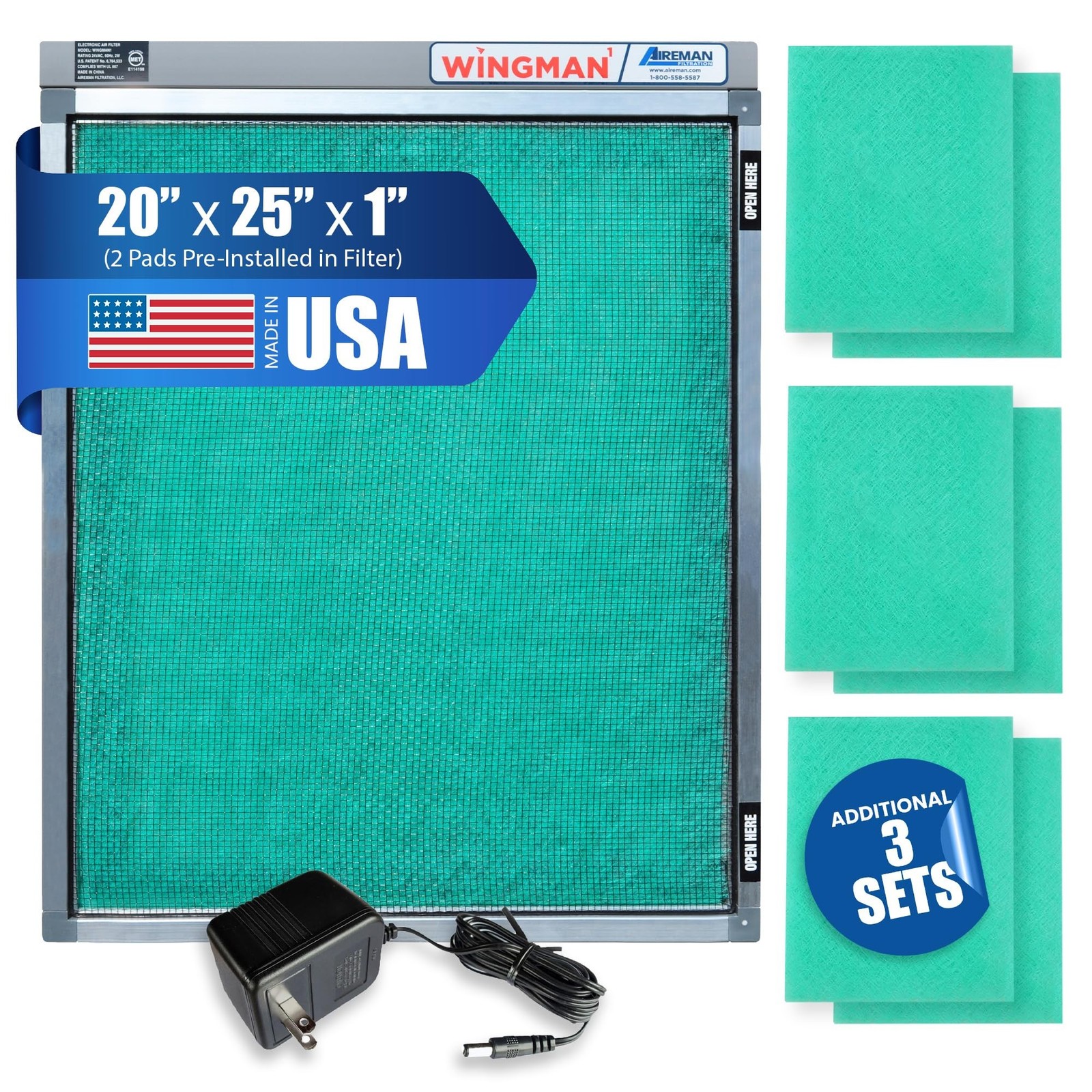 20x25x1 Polarized Media Electronic Air Filter - High Air Flow - Homeowner Ins...