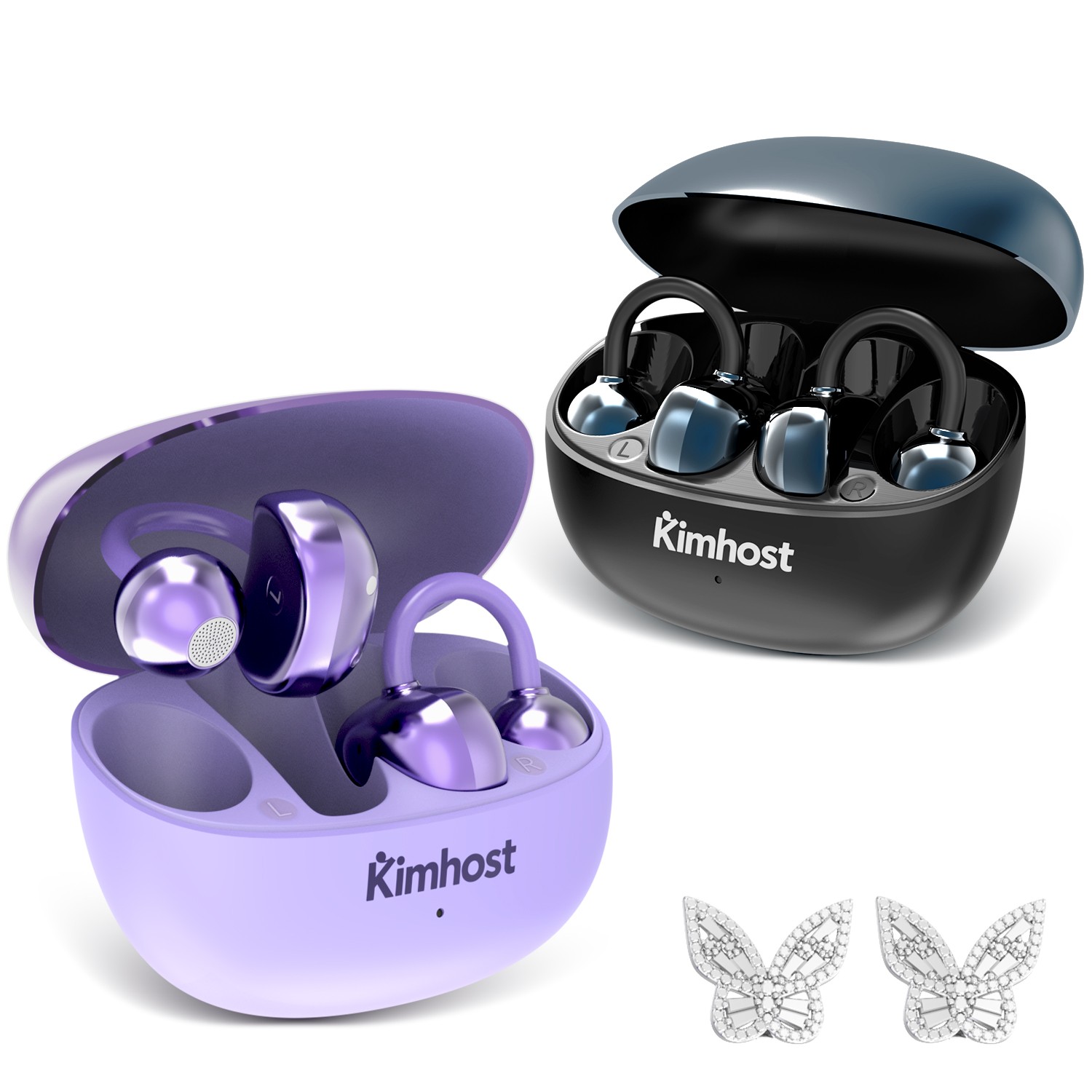 Kimhost Open-Ear Earbuds Wireless Clip-On Headphone IPX7 Bluetooth 5.3 Earphone