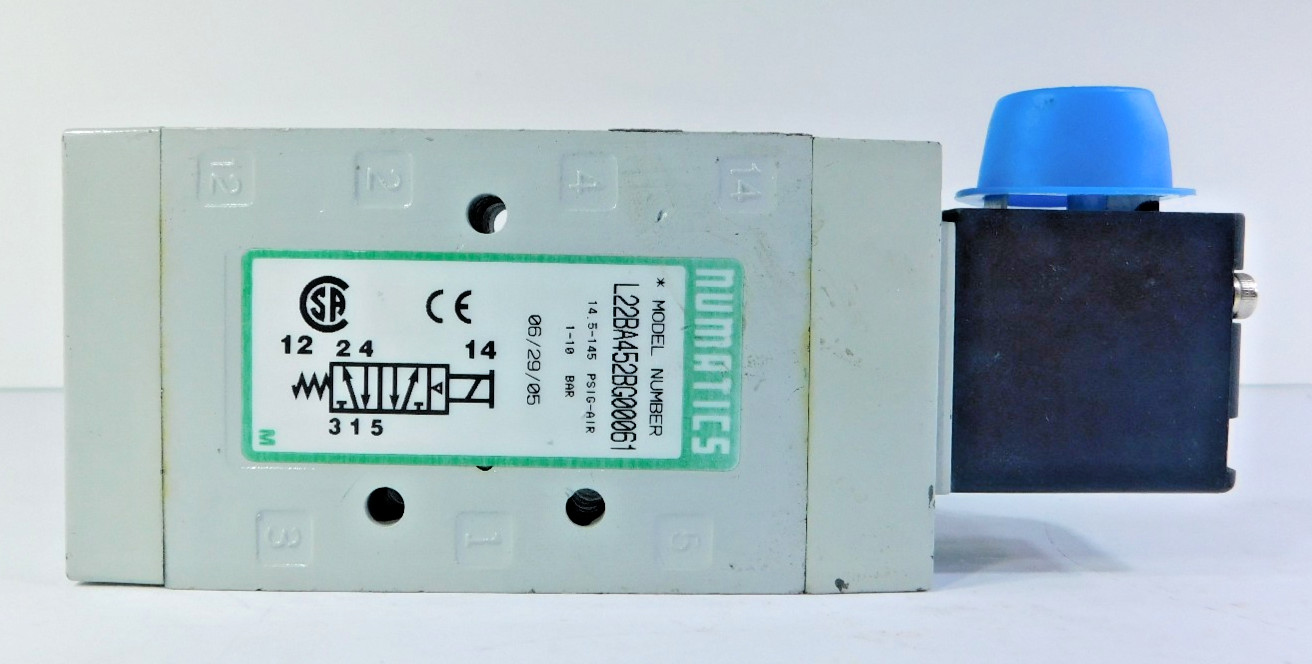 Numatics L22BA452BG00061 Pneumatic Valve Block w/226-749B Coil 24VDC