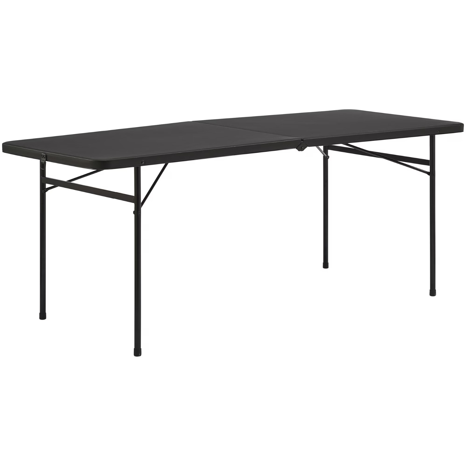 Mainstays 6 Foot Bi-Fold Plastic Folding Table, Black 72" W x 30" D x 29" H