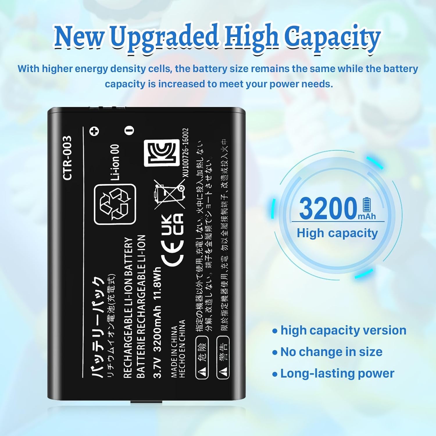 3DS Battery Pack [3200mAh] (2025 New Upgraded),CTR-003 Compatible...