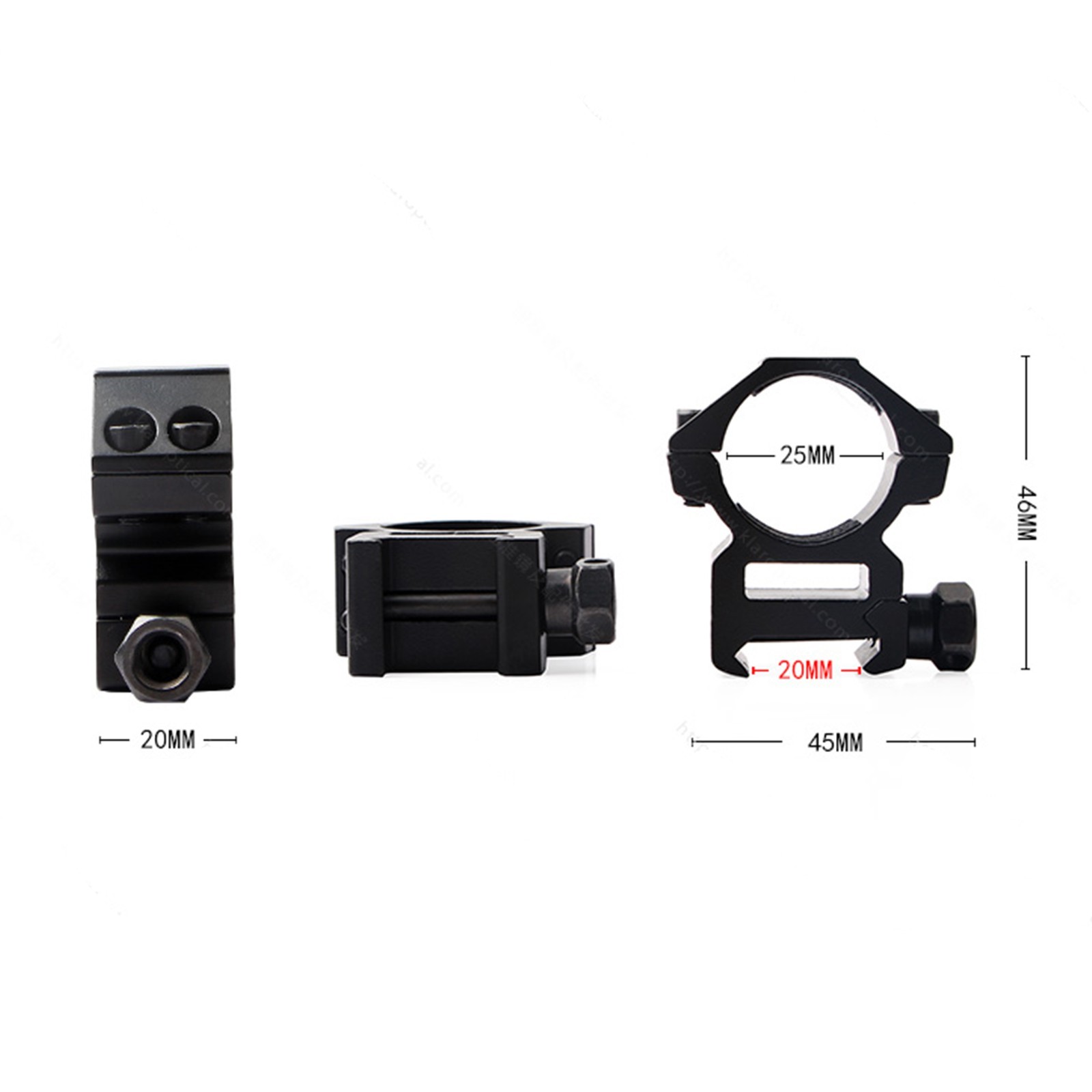 2Pcs 1'' High Profile Scope Rings for Picatinny Weaver Mount Riser Rifle Hunting