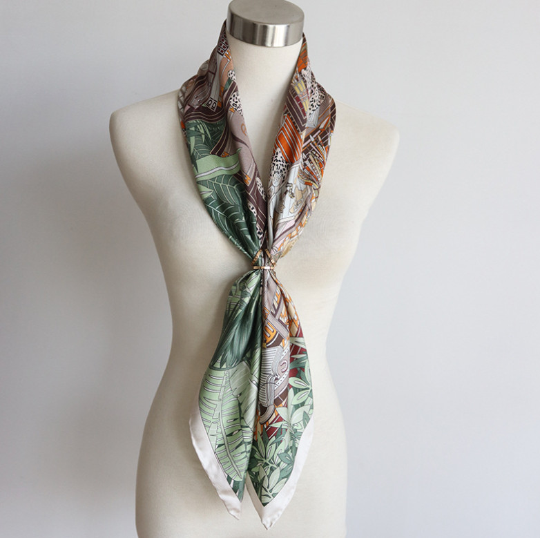 100%Twill Silk 35'' Square Scarf Bandanna Women Neckerchief Wrap bookshelf Print