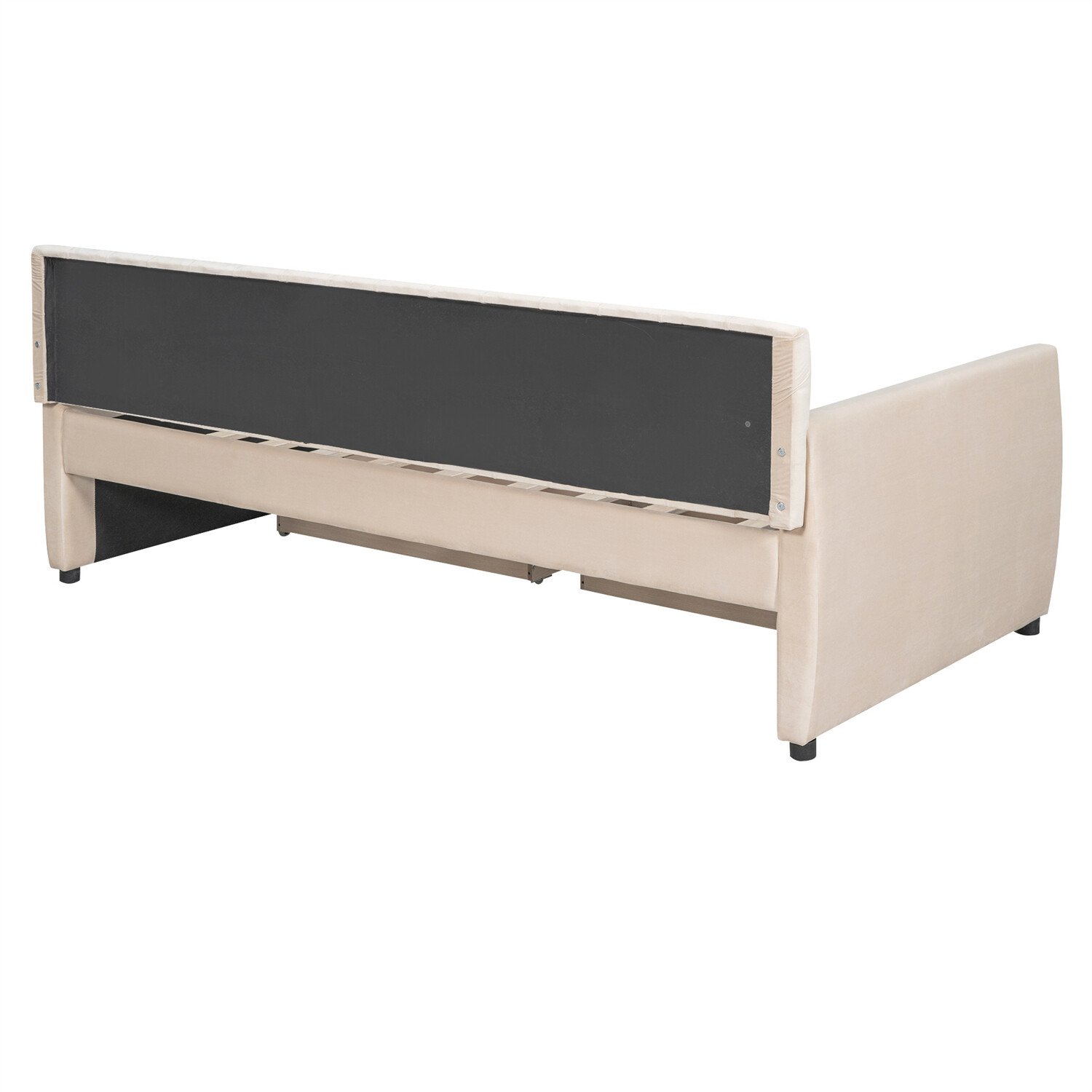 Twin Size Daybed Upholstered Bed Frame Sofa Bed with 2 Drawers Beige/Gray