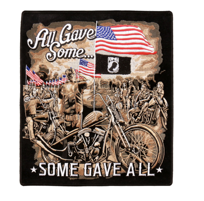11" ALL GAVE SOME SOME GAVE ALL FLAGS AND BIKES EMBROIDERED JACKET PATCH