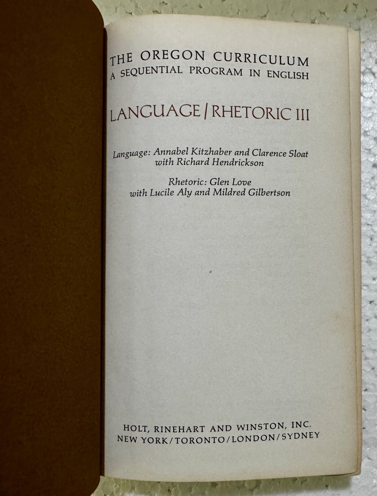 Language/Rhetoric III - Oregon Curriculum/Sequential Program in English 1969