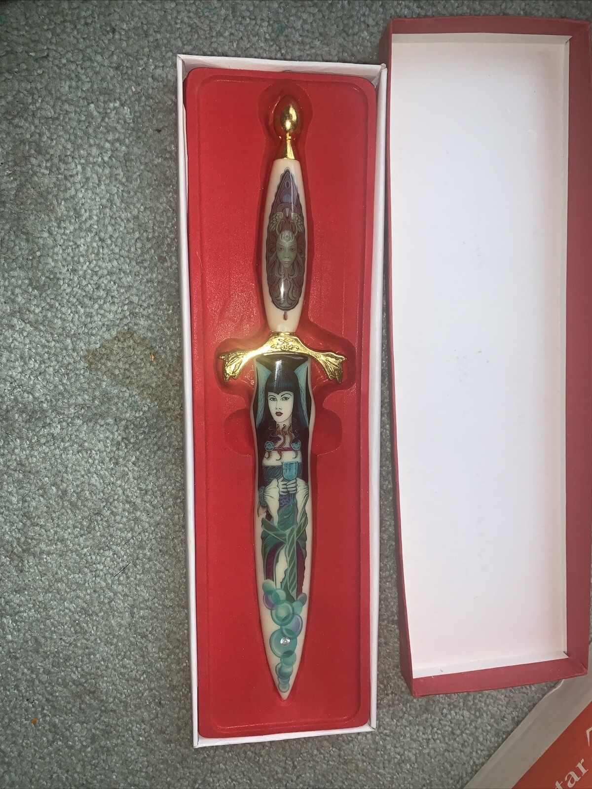 Vintage Sunken Treasure Stainless Steel 12" Collectible Dagger Bird Woman HK 858