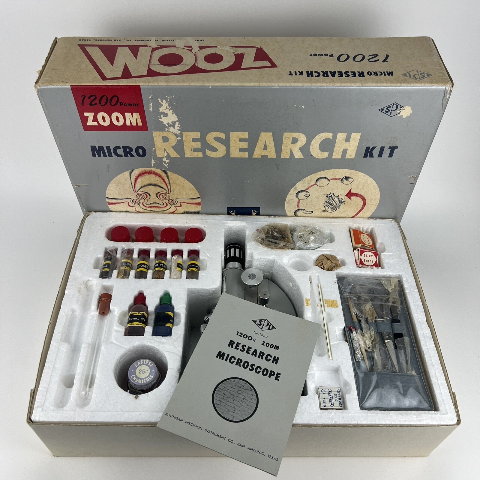 Vintage SPI Southern Precision Instruments No 1832 Microscope Micro Research Kit