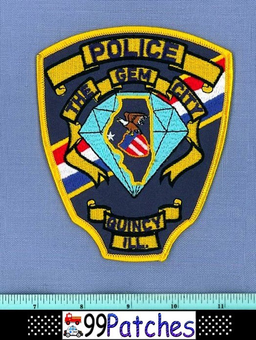 QUINCY ILLINOIS Police Shoulder Patch THE GEM CITY DIAMOND GEMSTONE 8A