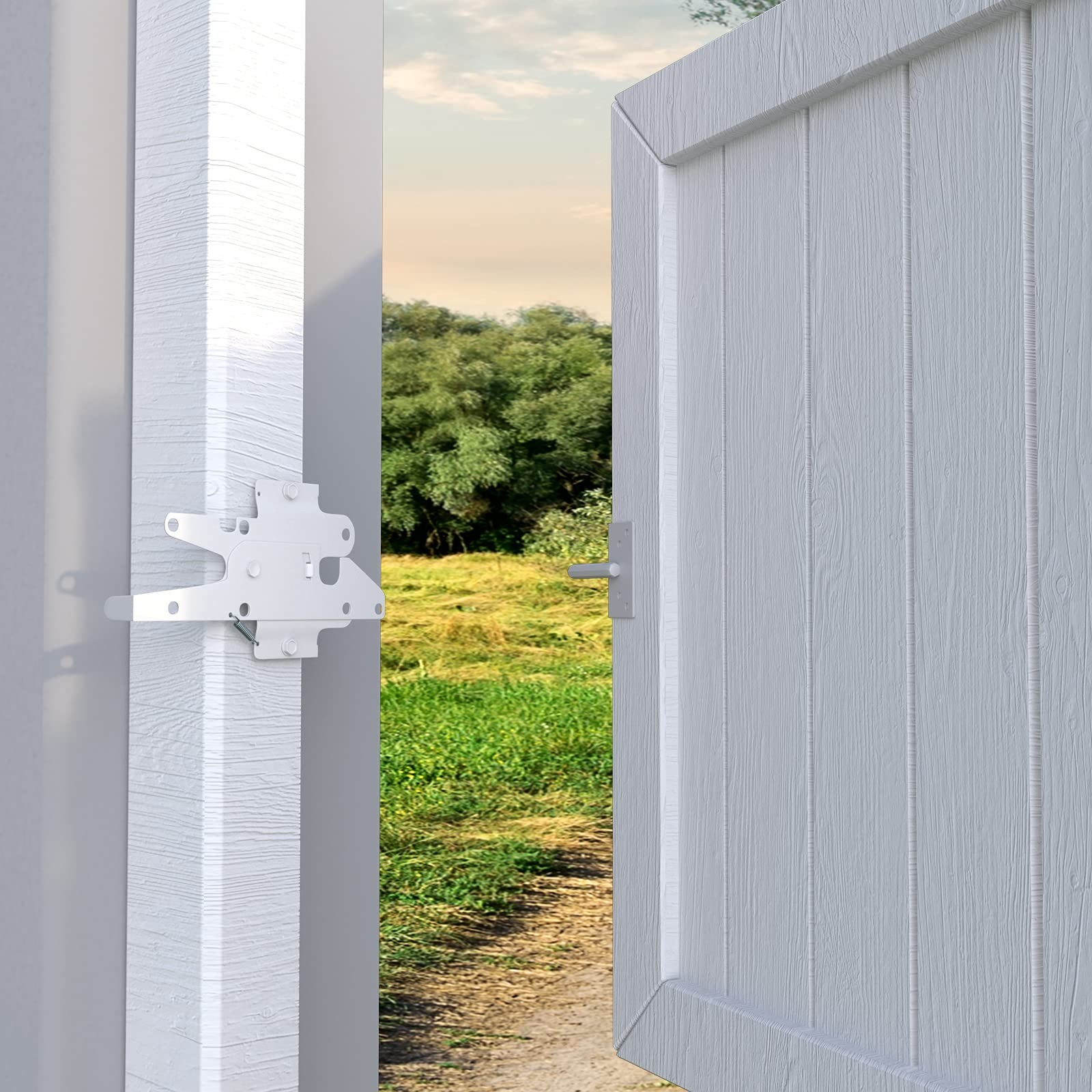 BORDERSMOVER White Automatic Gate Latch