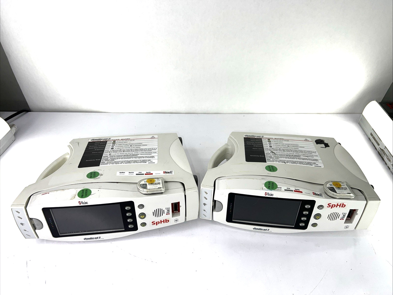 LOT 2x Masimo Radical-7 Rainbow SET SpHb Pulse CO-Oximeters w/Power Cords BUNDLE