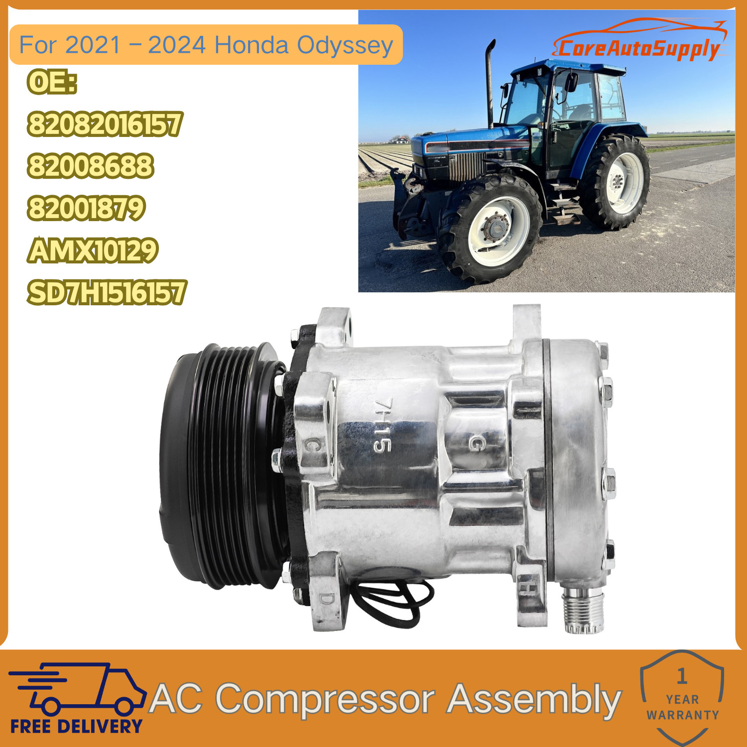 NEW AC Compressor 82016157 for Ford New Holland 5640 6640 7740 8240 8340 TS100