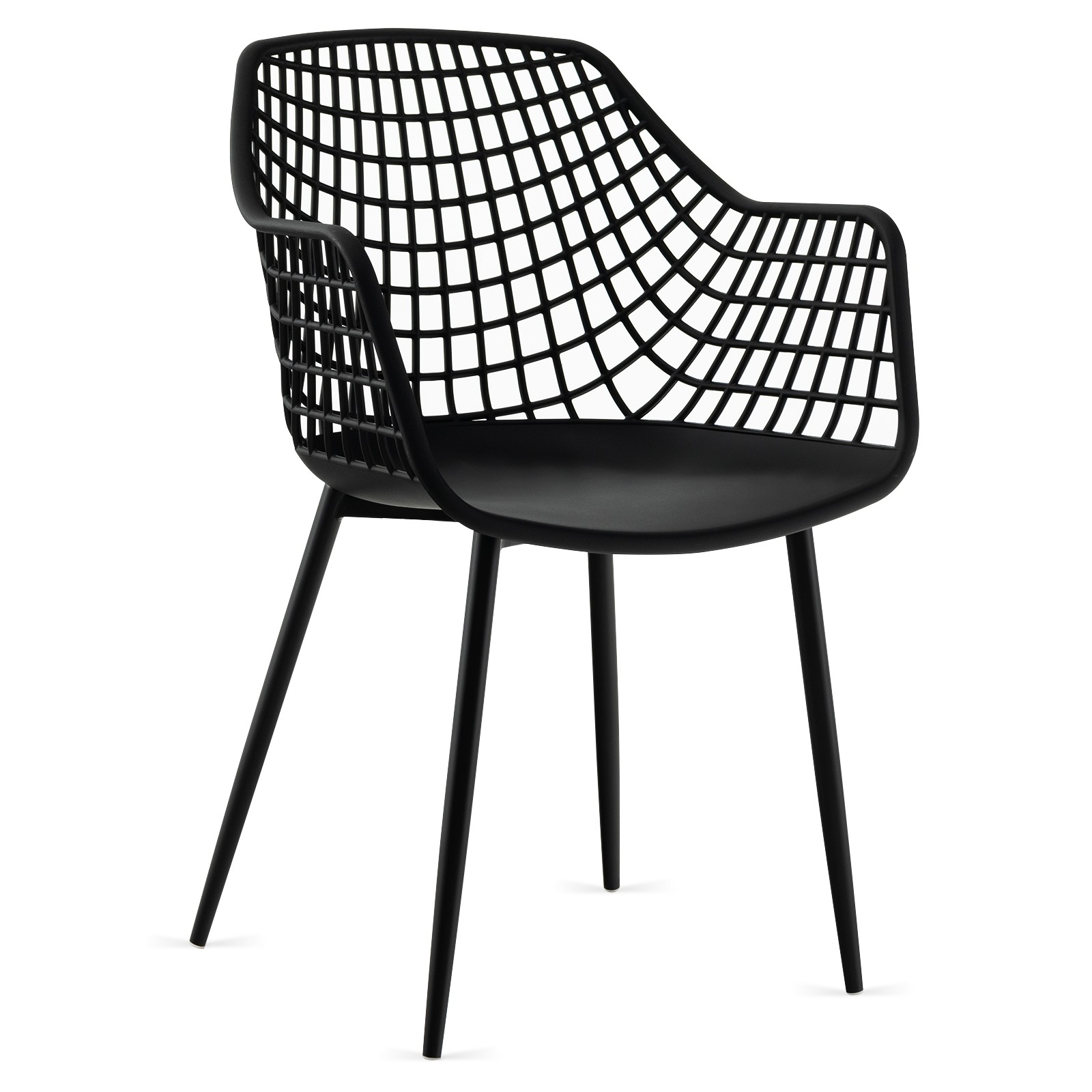 4 PCS Modern Dining Chair Leisure Chair Decorative Chair w/ 4 Metal Legs Black