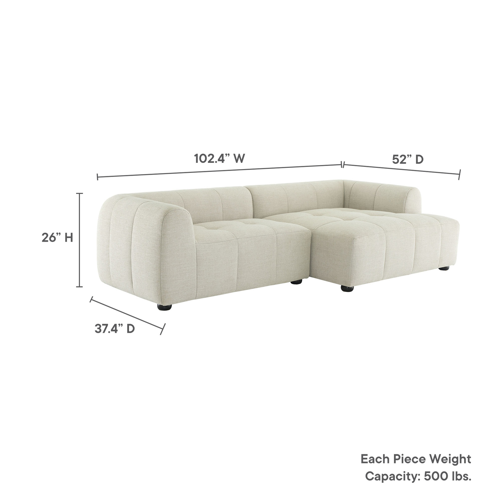 Liana Modular Sofa with Chaise in Linen