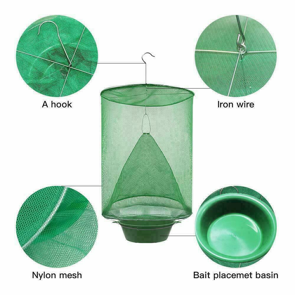 10 Pack Reusable Fly Trap Insect Killer Net Cage Trap Ranch Pest Hanging Catcher