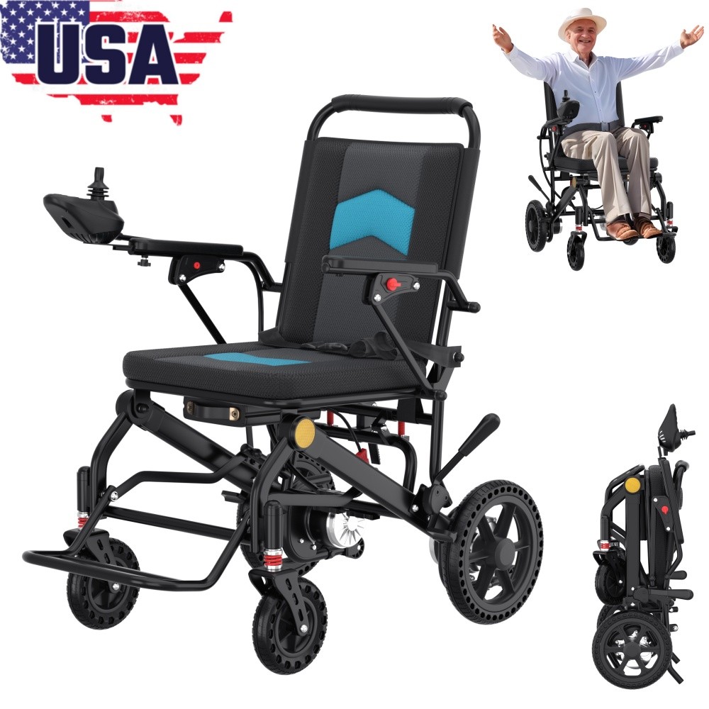 Adults Lightweight Foldable Electric Wheelchair Mobility Powerchair All Terrain