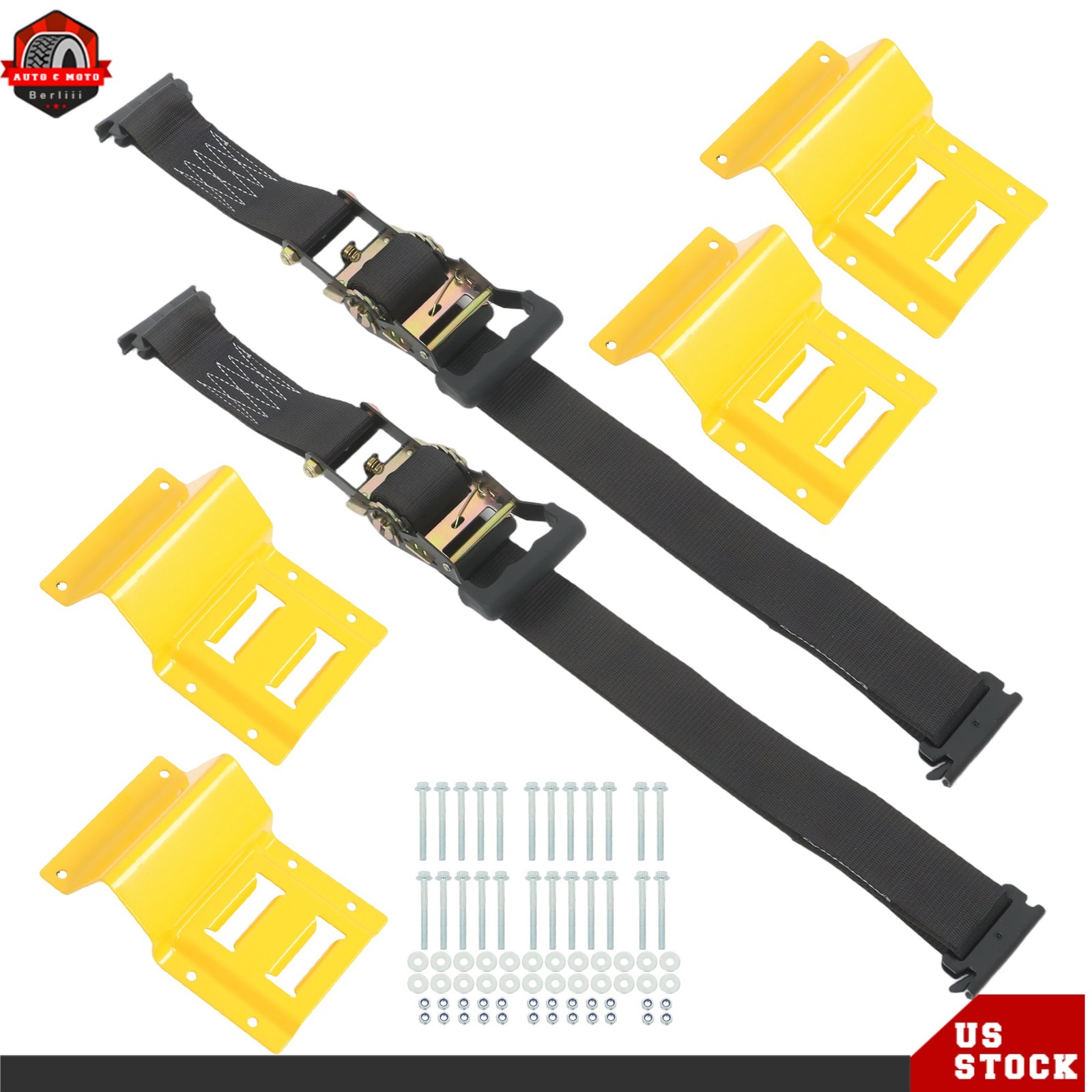 High Quality Trailer 6' Black Ratchet Strap E-Track Wheel Chock Tie Down Durable