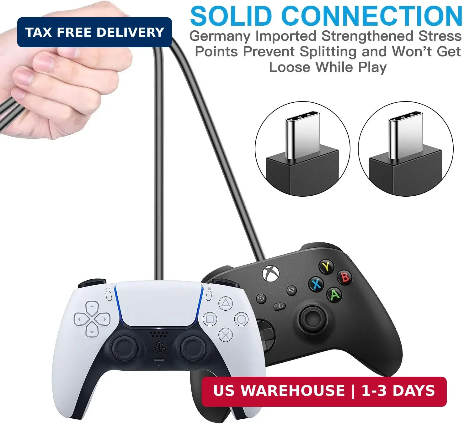 PS5 Controller Charger – 2 Pack 5FT OEM Original 3A Fast Charging Cable USB C to