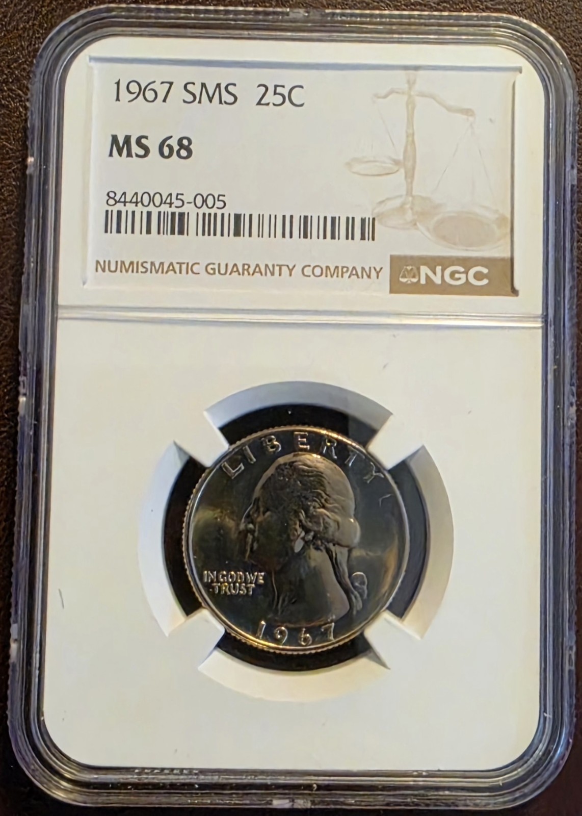 1967 MS 68 Special Mint Set (SMS) Washington Quarter 25c NGC