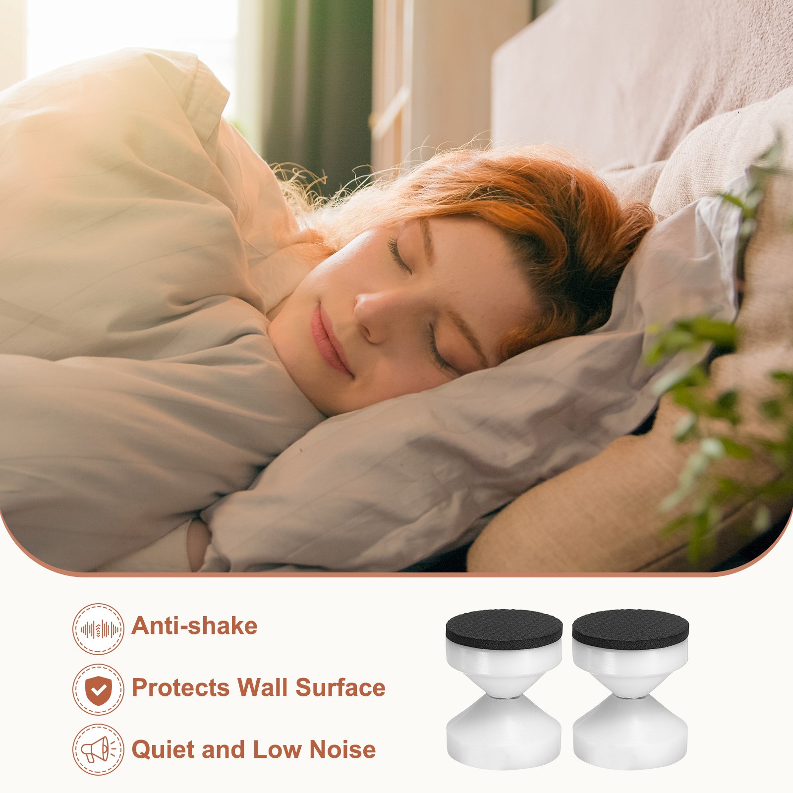 4 Pcs Headboard Stoppers, 1.85 Inch Adjustable Threaded Bed Frame Tool, White