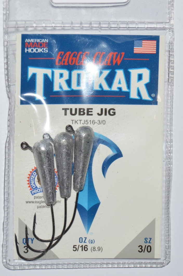 eagle claw trokar tube jig heads 5/16oz 3/0 hook 3 per pack
