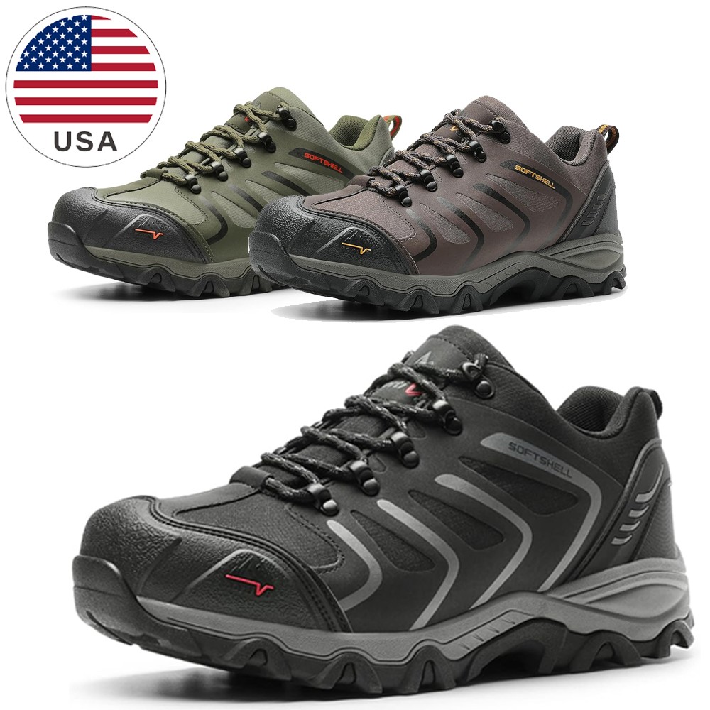 Mens Hiking Shoes Low Top Waterproof Trekking Trails Work Climbing Shoes