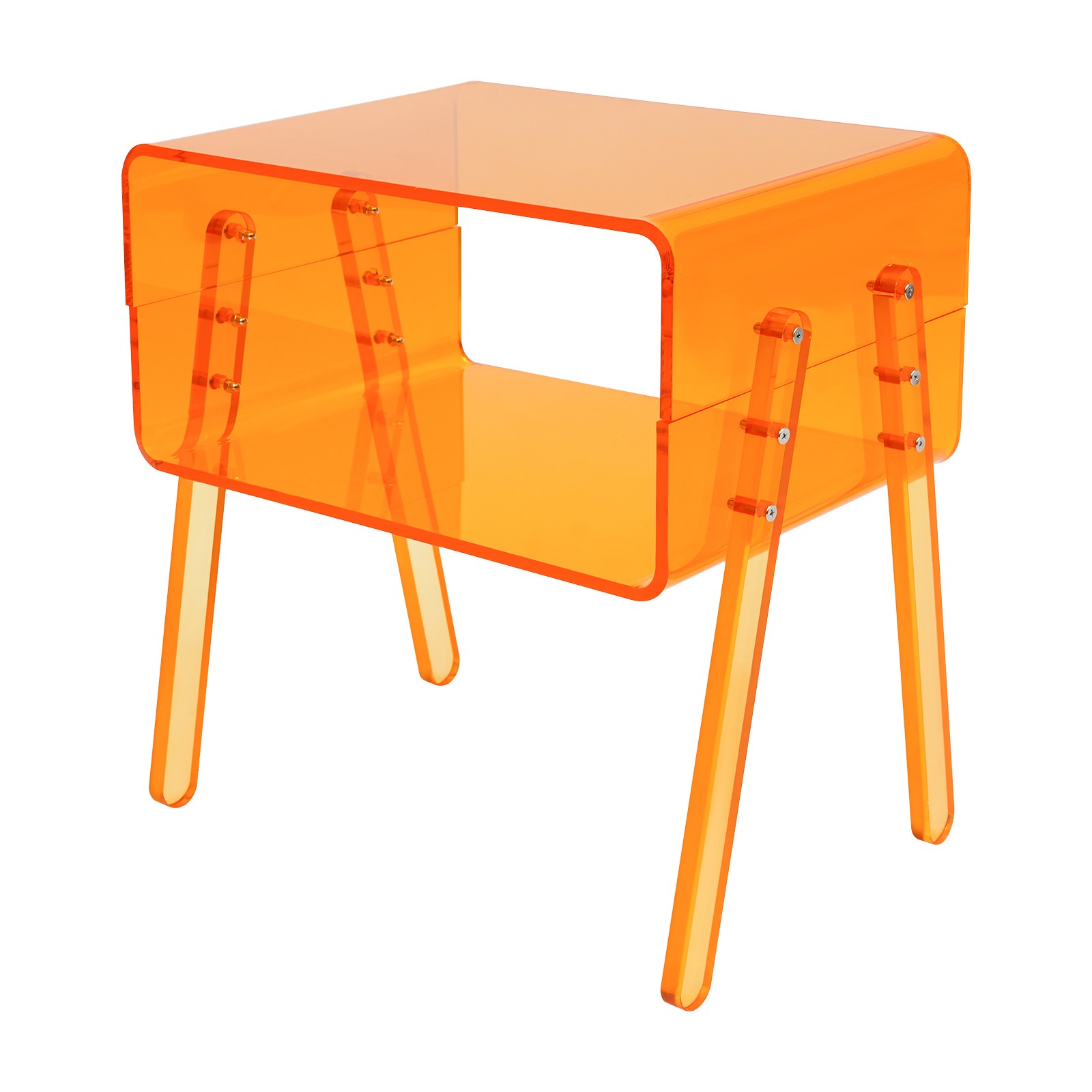 Acrylic Side Table, Orange Nightstand, Decorative Display Table, Coffee Table