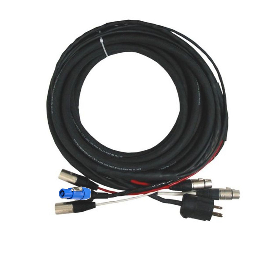 CBI 25ft Edison Plug to PowerCon Blue w/Dual 3-Pin XLR-F to XLR-M