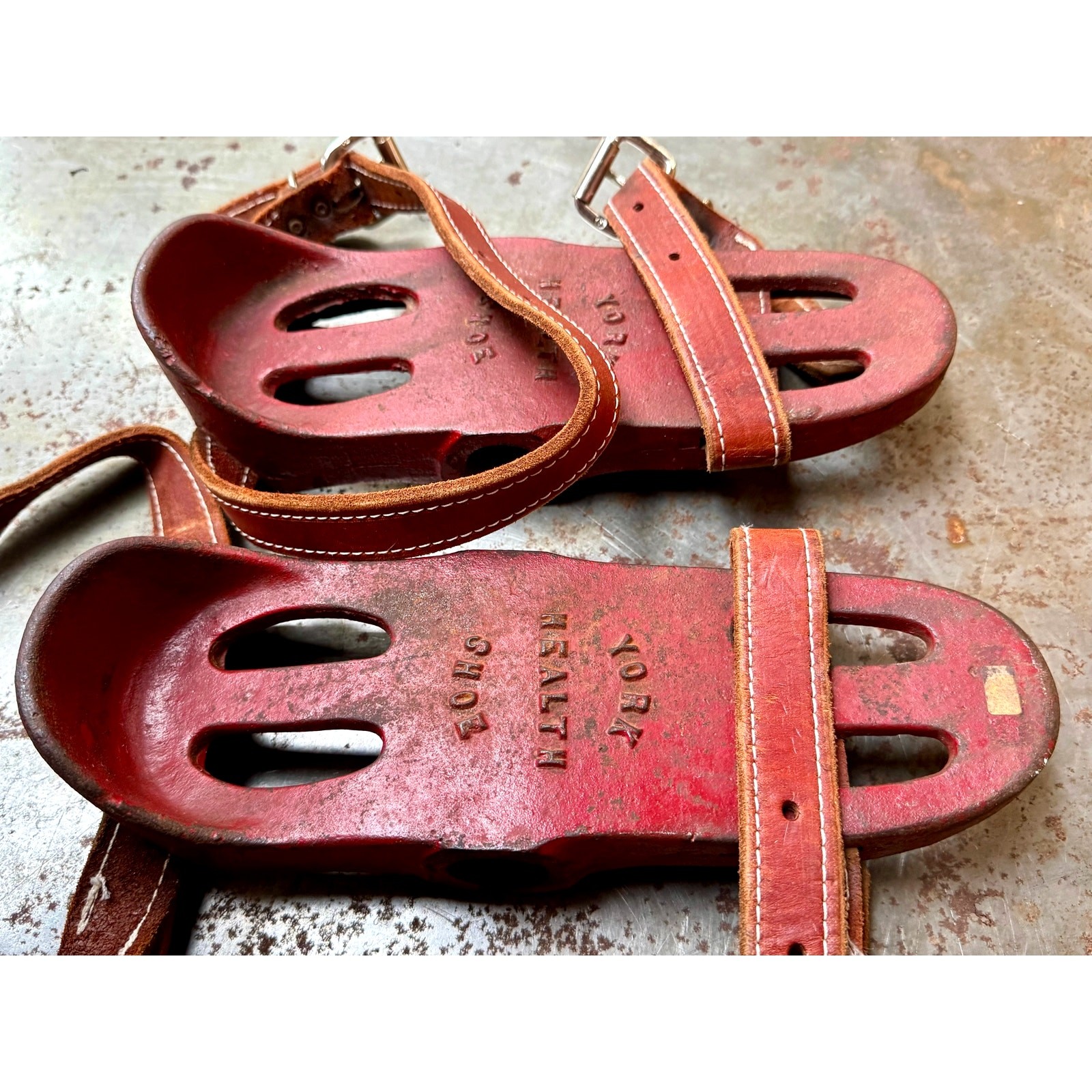 Vintage York Health Shoes Leather Strap Weighted Exercise Footwear