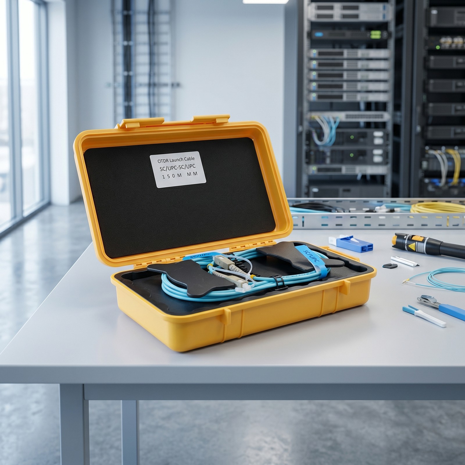 Fiber Optic Test Tool OTDR Launch Cable Boxs Multimode (OM2) LC/UPC-LC/UPC
