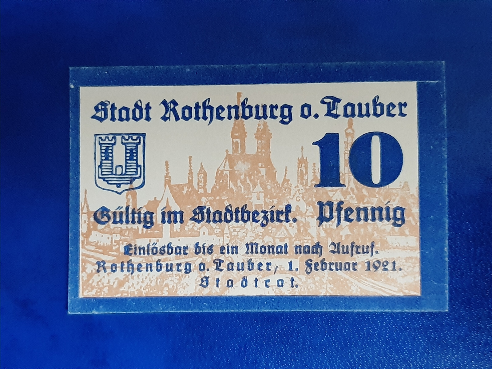 ROTHENBURG o. TAUBER NOTGELD 10 PFENNIG 1921 EMERGENCY MONEY GERMANY (23234)