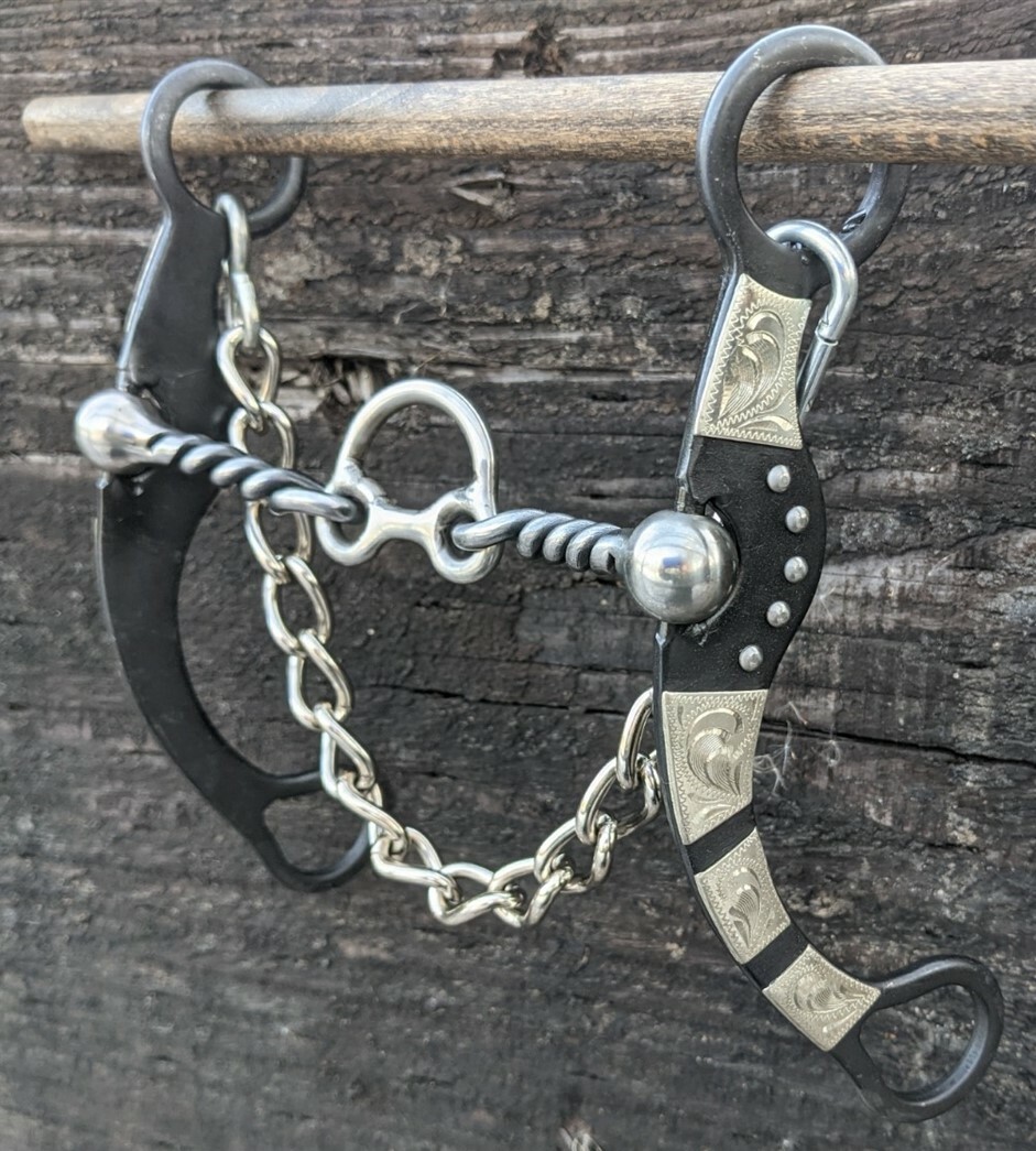 Western Cricket Port Bit - Twisted Bars - Brown Iron & Silver - Chain