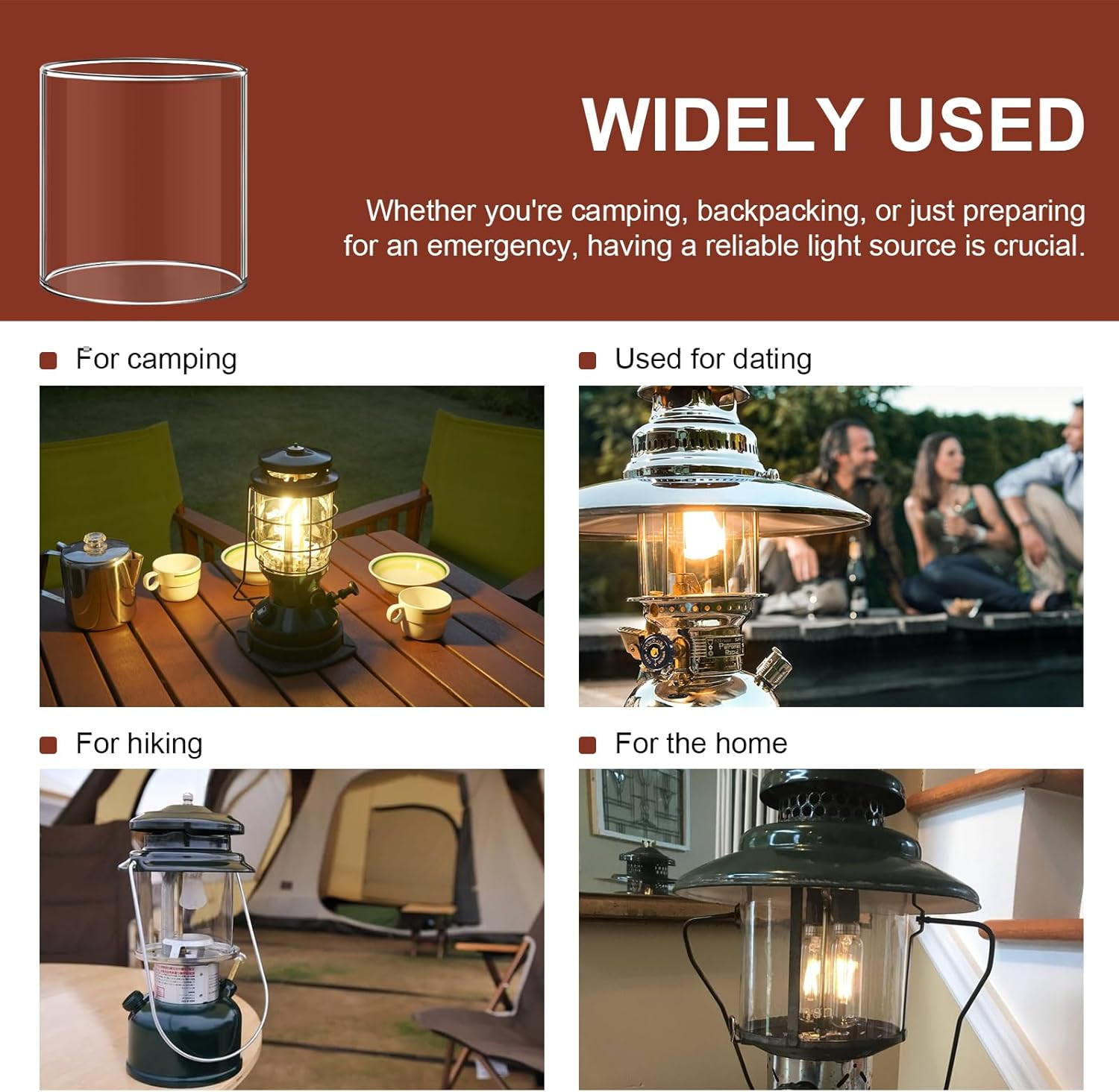 Glass Globe for Dual Fuel Lanterns Replacement - Compatible with Coleman Model
