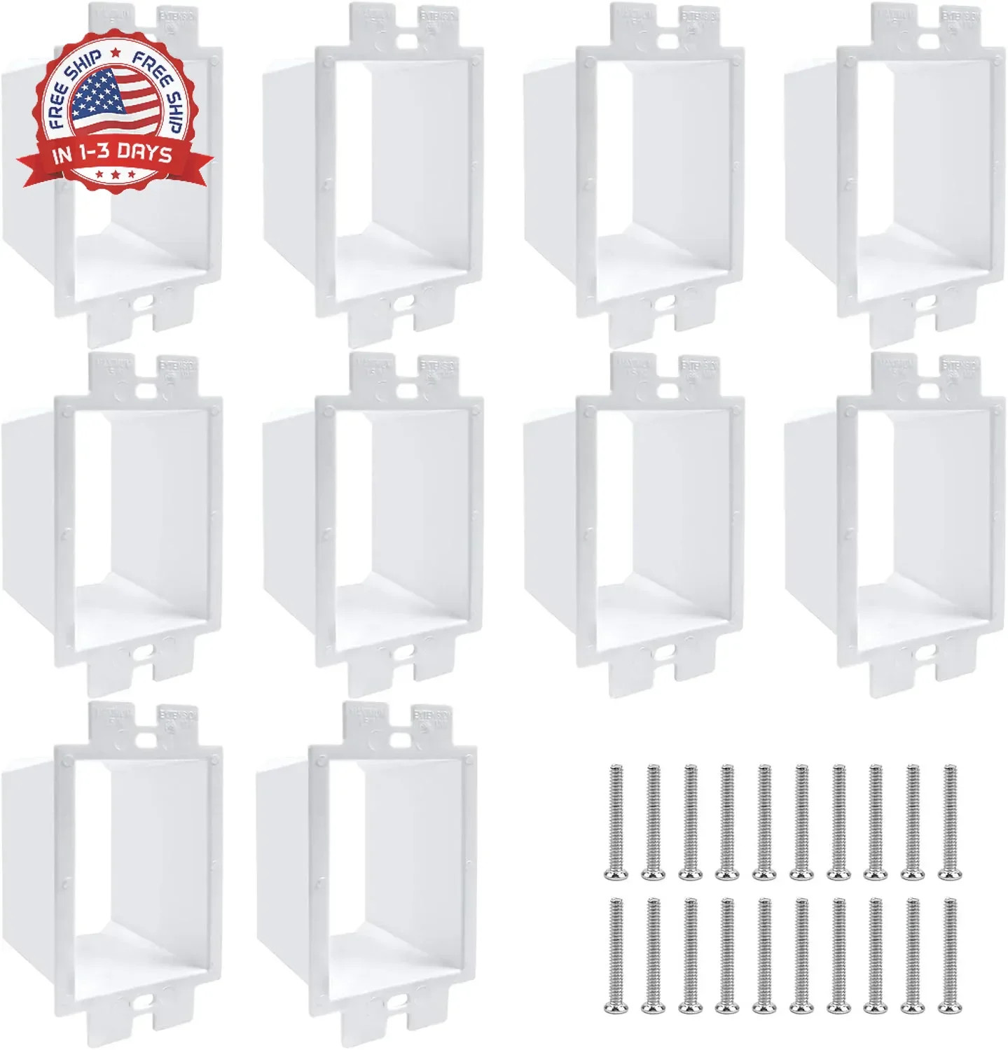 10PCS BE1-2 Electrical Outlet Box Extenders with 20PCS Screws, (1-Gang) Electric