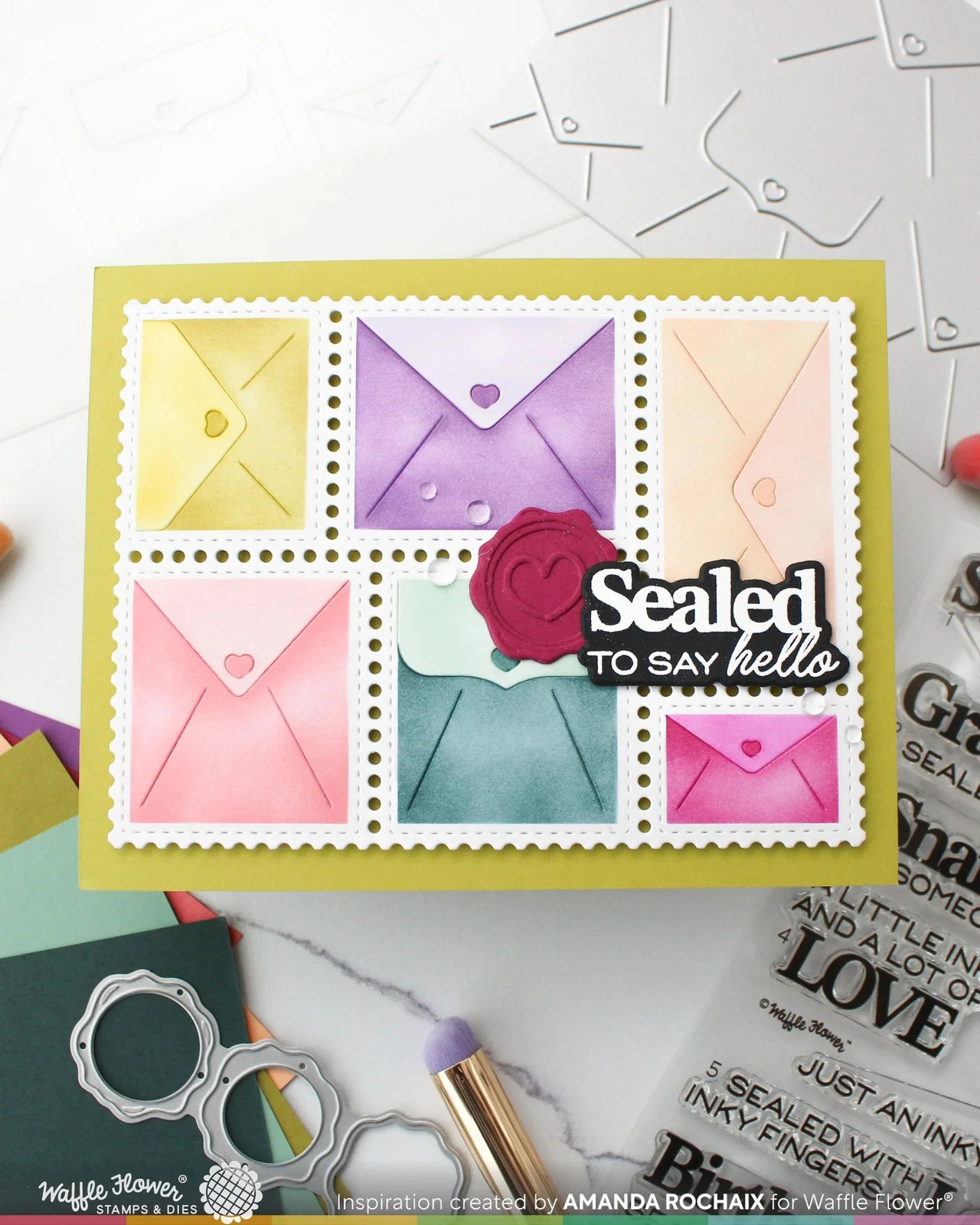 Waffle Flower Die Set - Postage Collage Envelope, 421984