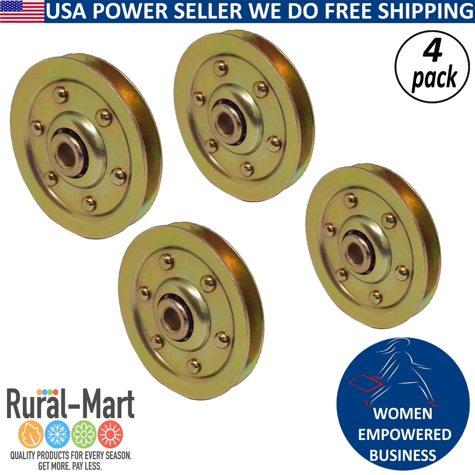 4 Pack Garage Door 3" Heavy Duty Sheave Pulley – 200 Lbs Load