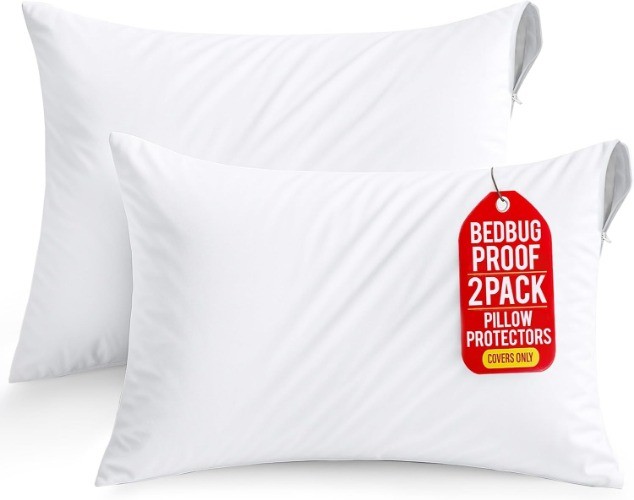 Set of 2 Pillow Protectors W/ Zipper Toddler Size Bed Bug & Dust Mite Proof