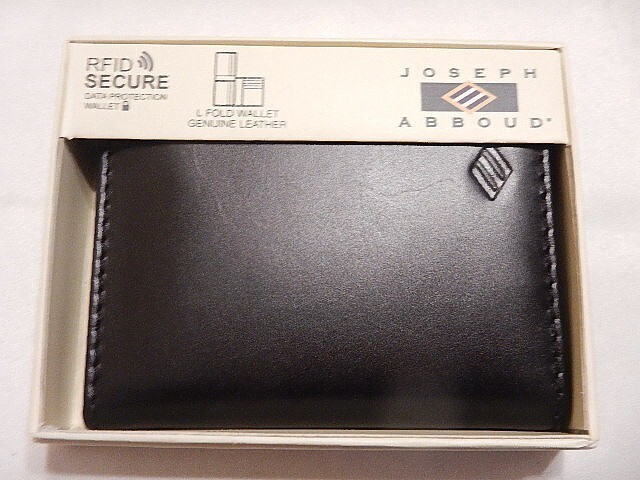 Joseph Abboud L-Fold Wallet Black Genuine Leather RFID Data Protection NIB