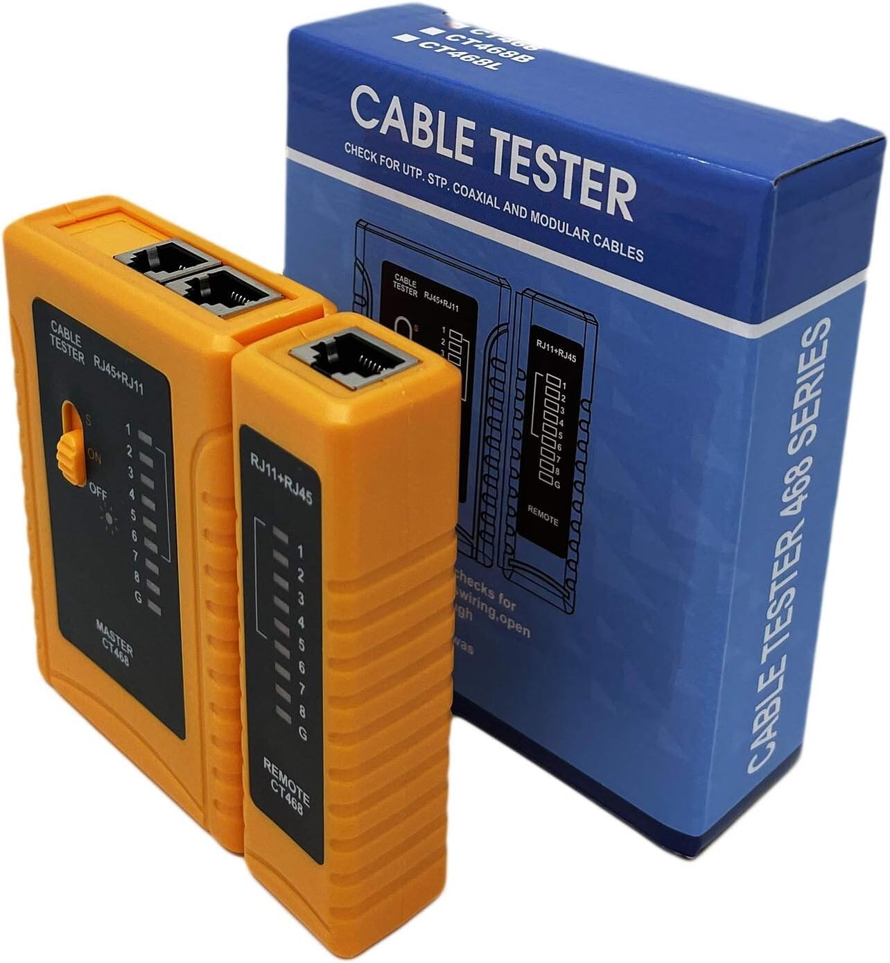 Versatile Lan Cable Tester for RJ45/RJ11 with Auto Testing and Visual Alerts