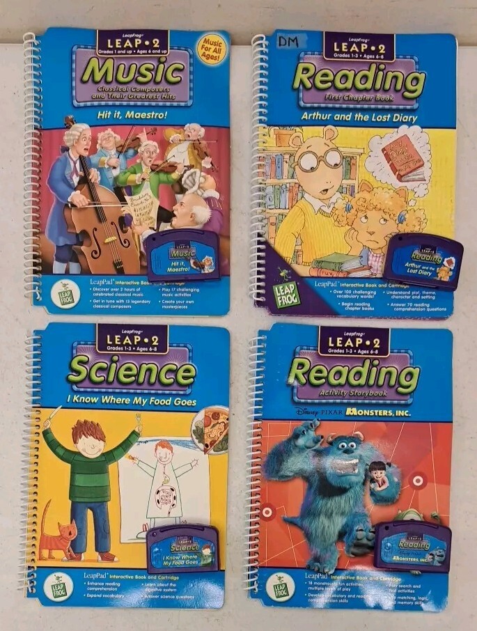 LeapFrog Level 2 Books & Cartridges Lot Of 4-Music-Reading-Science