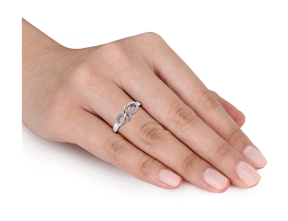 Infinity Sterling Silver Ring with Accent Diamonds