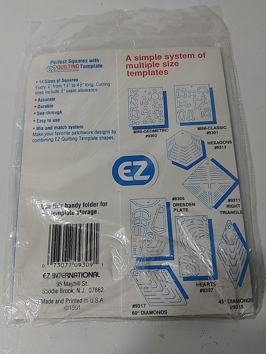 EZ Quilting Template SQUARE designed by Marti Michell Vintage 4.5in.