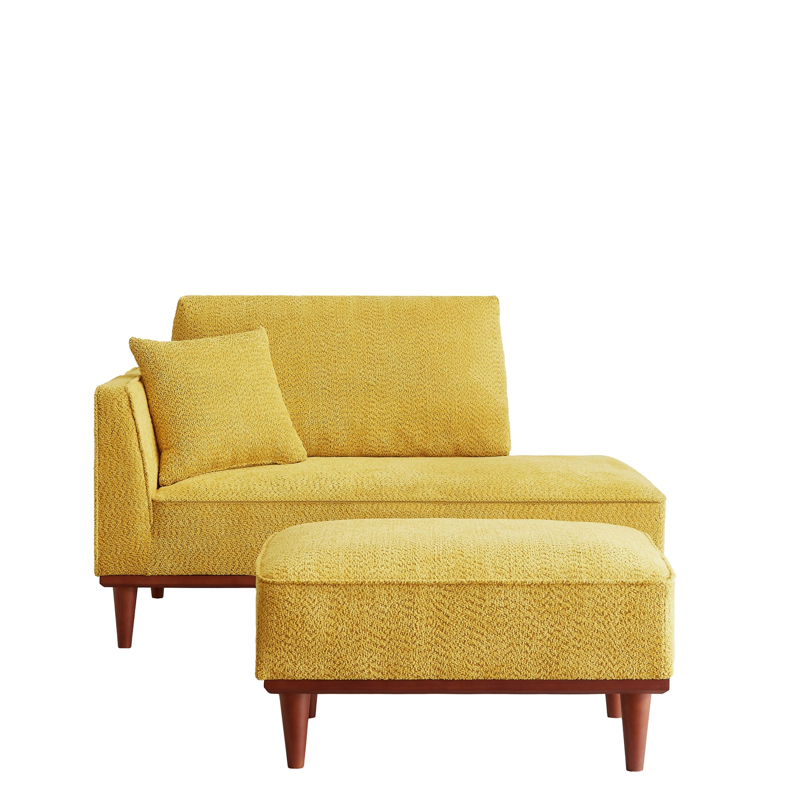 Yellow Fabric Chaise Lounge and Ottoman, Convertible for Living Room Bedroom