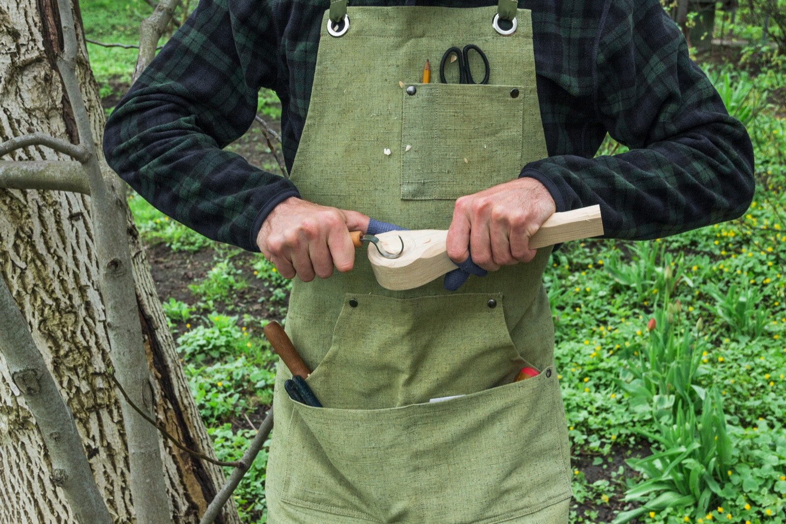 Adjustable Green Canvas Work Apron BeaverCraft AP1