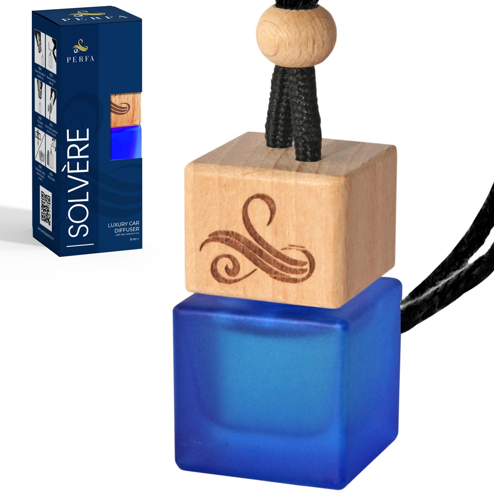 Solvère Car Air Freshener for Men | Perfume Style 0.3 Fl Oz (Pack of 1), Blue