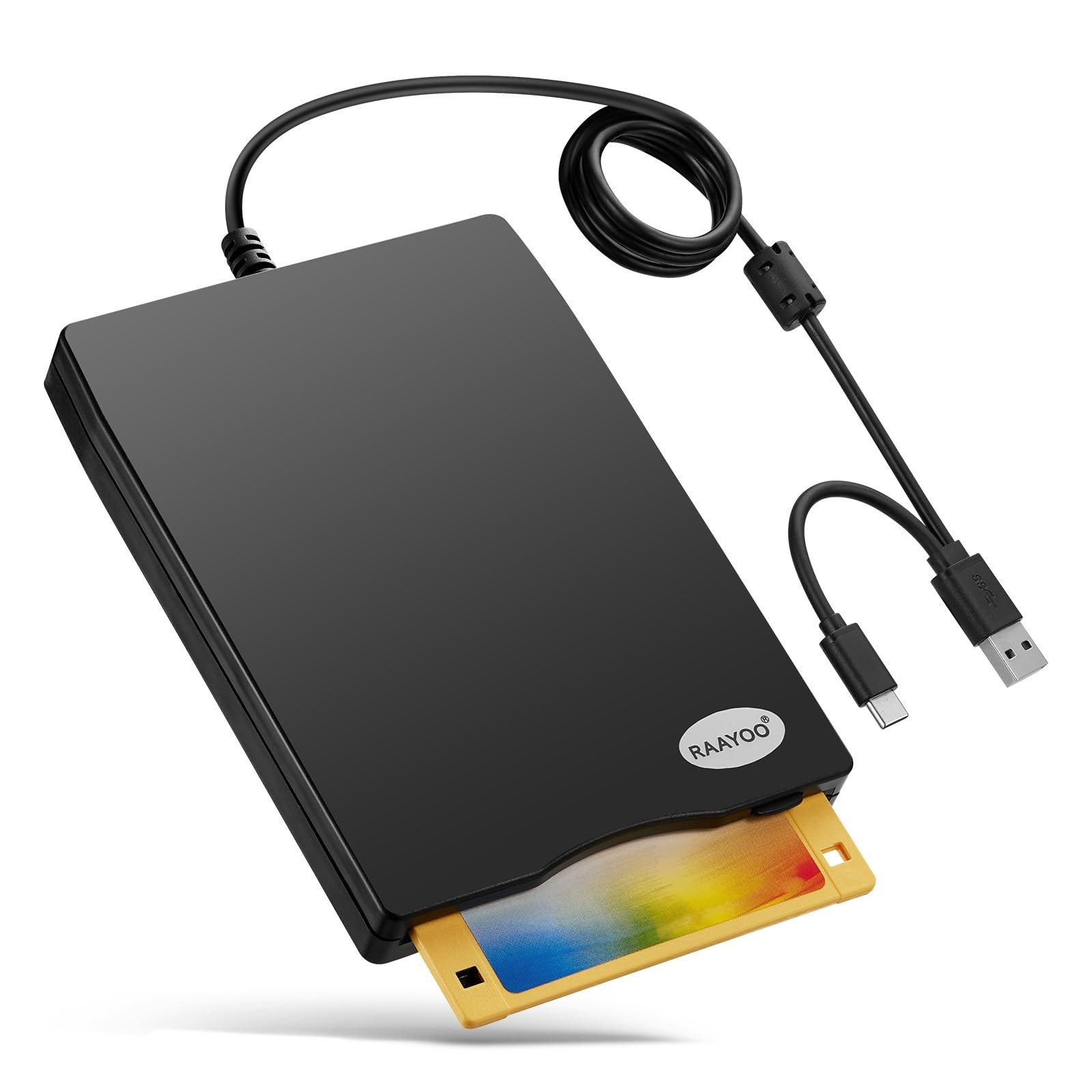 Floppy Disk Reader, External USB 2.0 & Type C Floppy Disc Reader, Portable 3.5 i