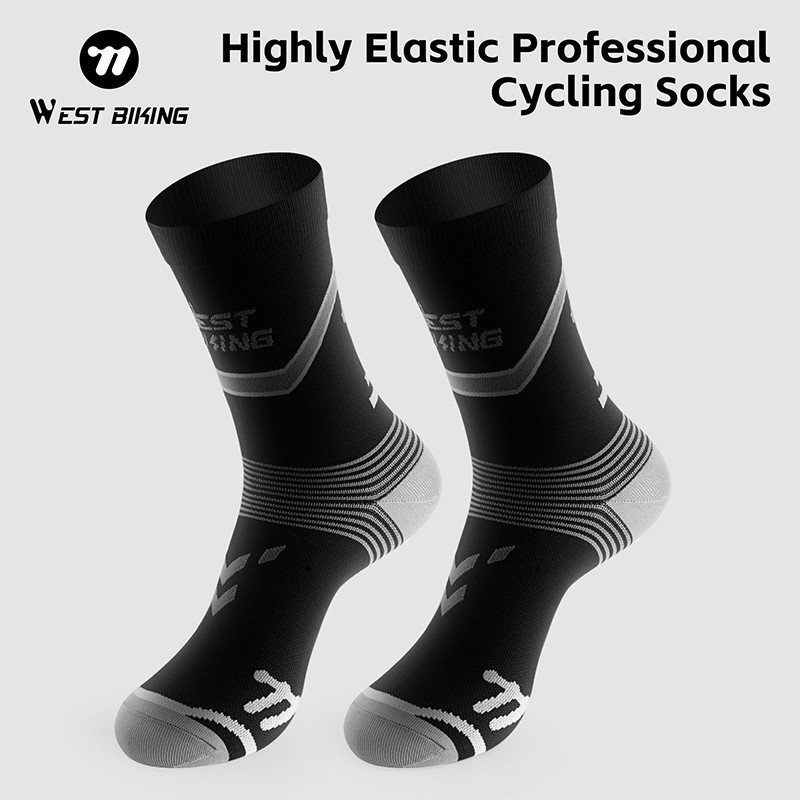 WEST BIKING Cycling Socks Breathable Compression Sports Football Long Socks