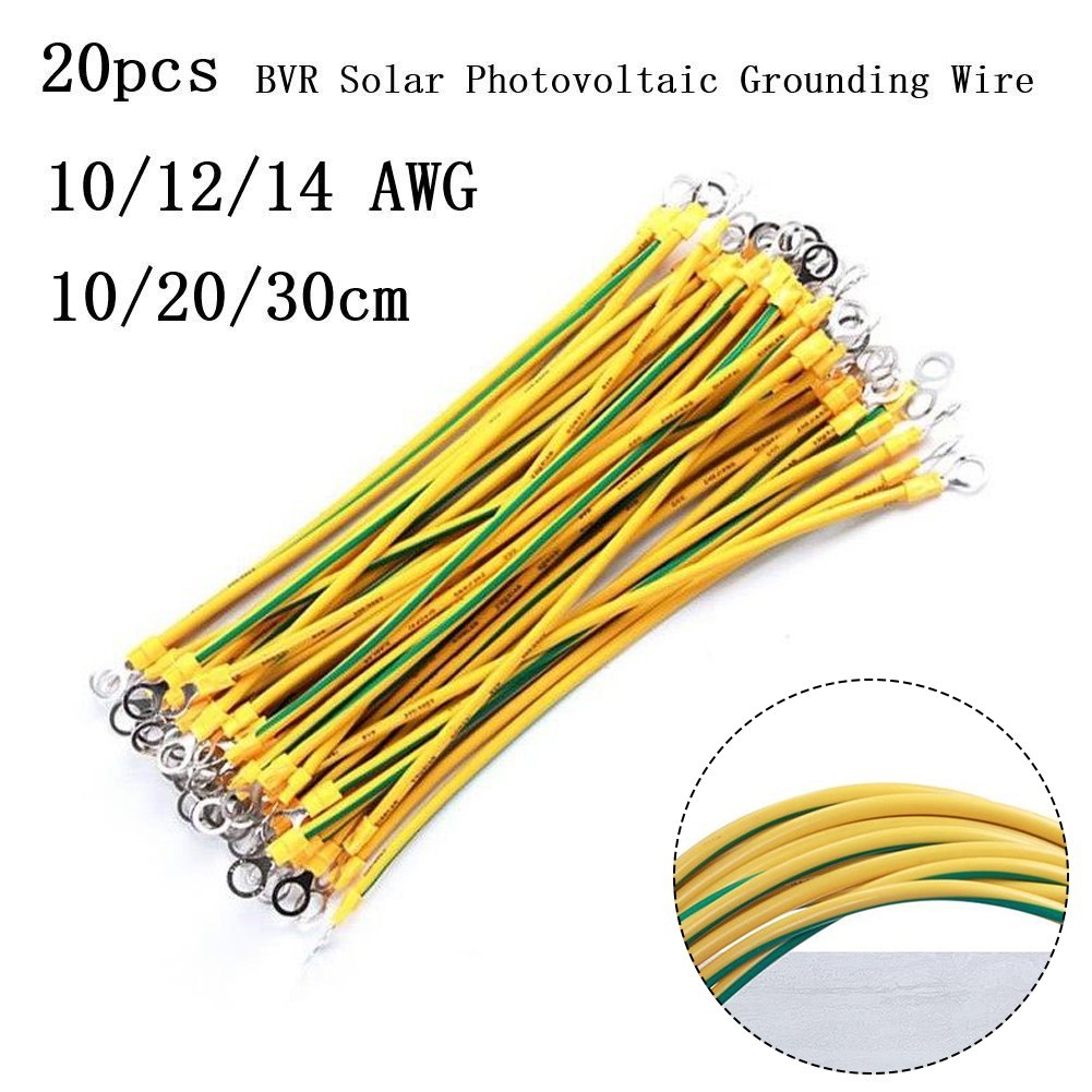 Ground Wire 10cm/20cm/30cm 20pcs BVR Solar PV Ground Wire Yellow-green