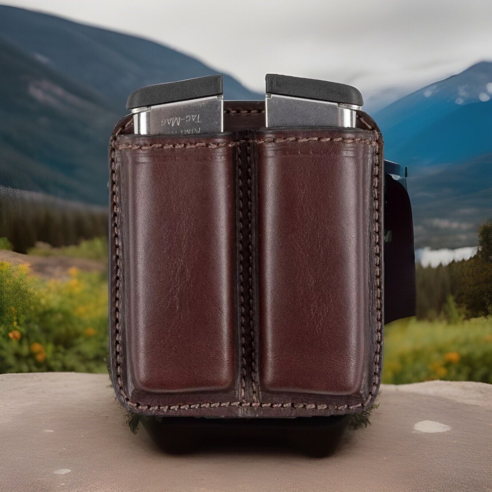 IWB Genuine Leather Magazine Pouch for.380 9mm Pistol Single / Double Mag Holder