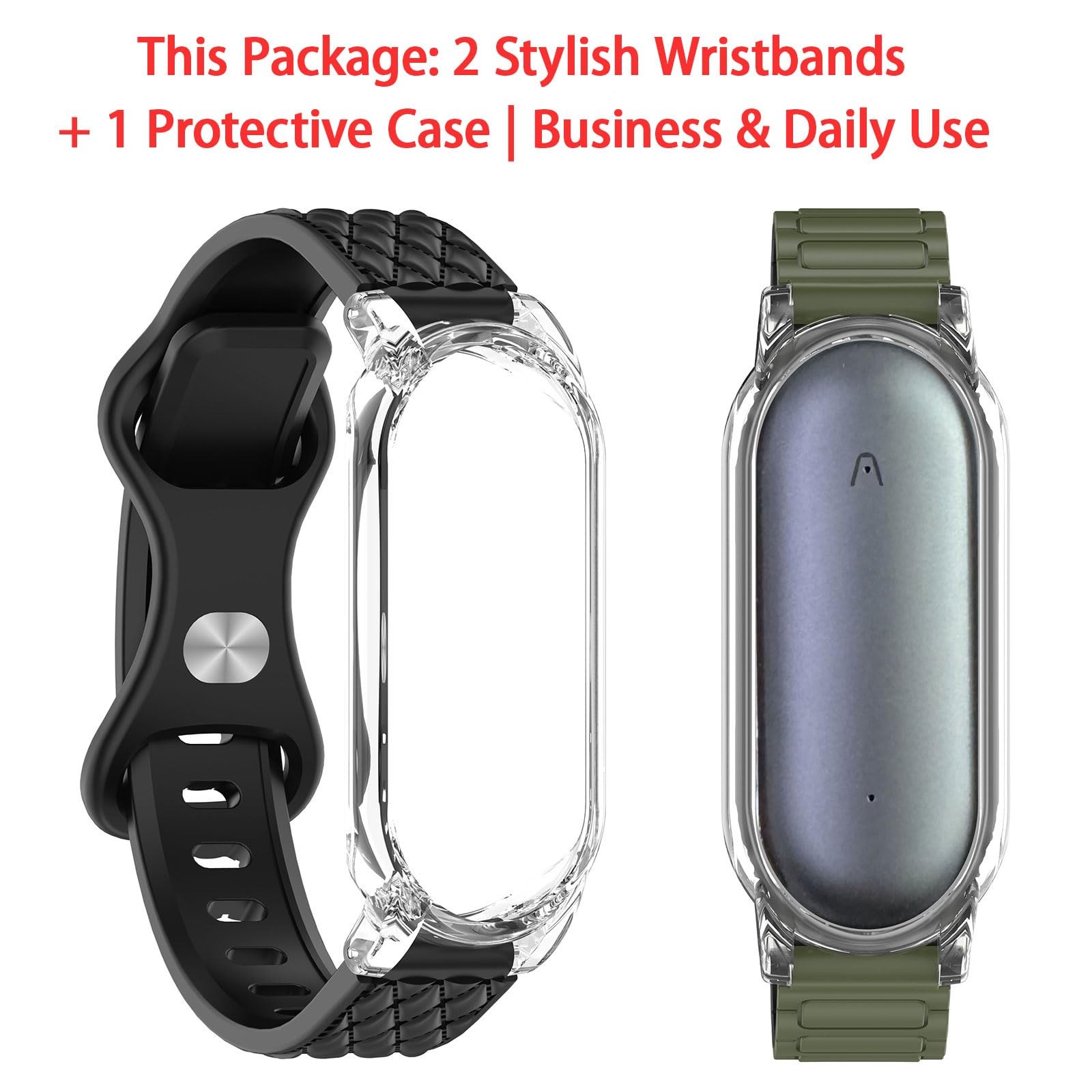 Magnetic Silicone Wristband with PC Case, Adjustable Replacement Strap, 2 Sty...